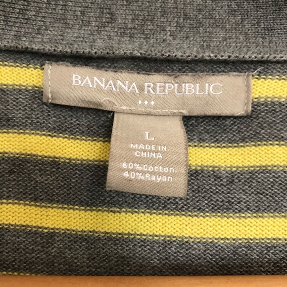 ✨3/$30✨ Banana Republic Grey & Yellow Striped Button-Up Cardigan | L - Picture 3 of 3